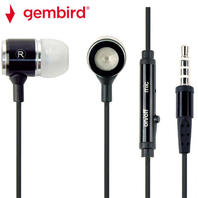 Product Handsfree Ακουστικά Gembird METAL EARPHONES With Microphone Black base image