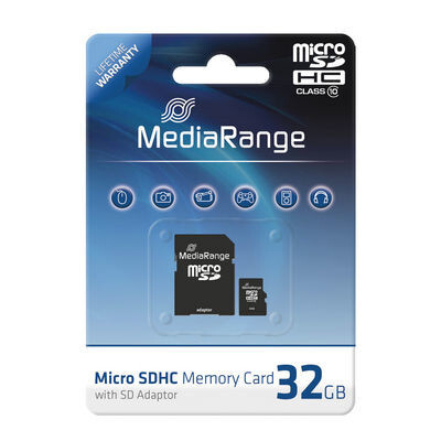 Product Κάρτα Μνήμης MicroSDHC 32GB MediaRange CL.10 inkl. Adapter base image