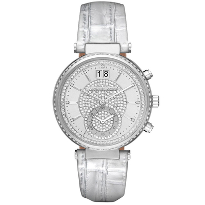 Product Γυναικείο Ρολόι Michael Kors Mk2443 (38mm) Δερμάτινο Λουράκι Ασημί base image