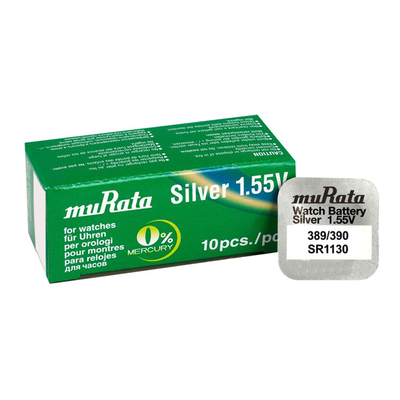 Product Μπαταρίες Ρολογιών Murata Silver Oxide SR1130, 1.55V, No389/390, 10τμχ base image