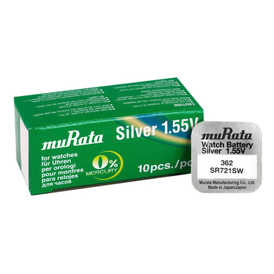 Product Μπαταρίες Ρολογιών Murata Silver Oxide SR721SW, 1.55V, No 362, 10τμχ base image