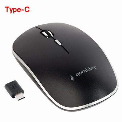 Product Ποντίκι Ασύρματο Gembird SILENT Wireless Black Type-C RECEIVER base image