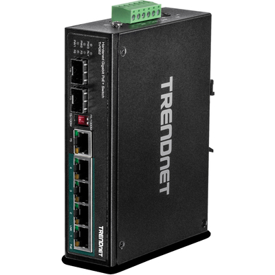 Product Network Switch TrendNet Gbit PoE+ DIN Rail Switch 120W base image