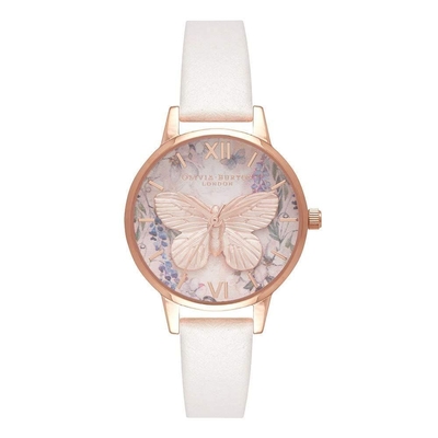 Product Γυναικείο Ρολόι Olivia Burton Ob16Gh07 (30mm) Δερμάτινο Λουράκι Λευκό base image