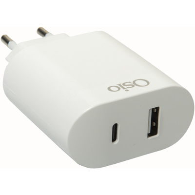 Product Φορτιστής Πρίζας Osio OTU-5904W Διπλός με USB Type-C και USB Type-A 20W base image