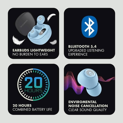 Product Ακουστικά Bluetooth Sonic Gear ENC BT5.4 EARPUMP TWS JEWEL 2 Light Blue base image