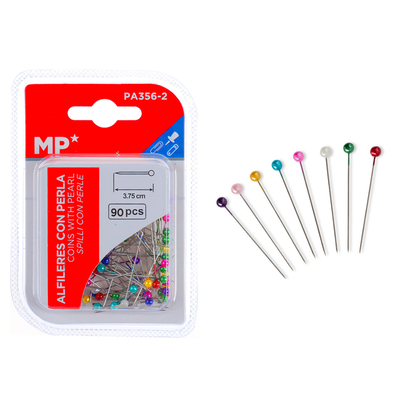 Product Πινέζες Με Mp Κεφάλι Pa356-2 Μεταλλικές 3.75cm Πολύχρωμες 90τμχ base image