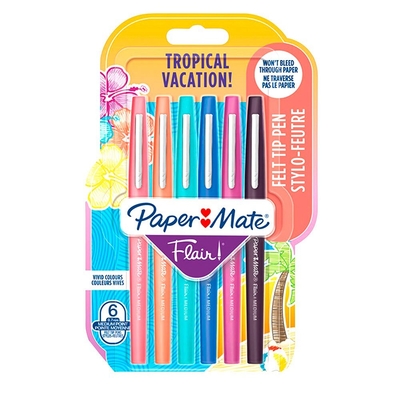 Product Μαρκαδόροι Papermate fiber pen Flair M 0,7mm Tropical Vacat. 6er Blister base image