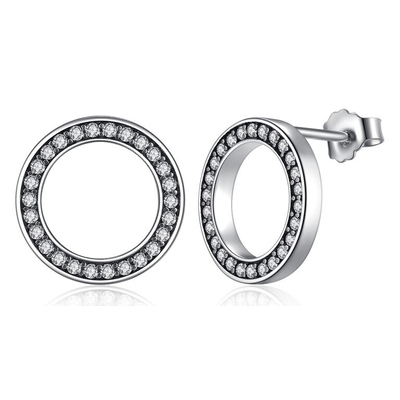 Product Σκουλαρίκι Bamoerα Καρφωτά Pas437 σε Σχέδιο Κύκλου, Ασήμι 925, Ασημί base image