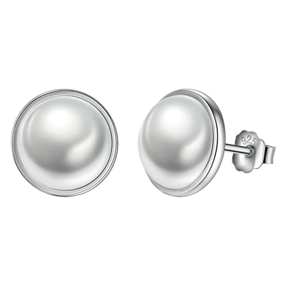 Product Σκουλαρίκι Bamoerα Καρφωτά Pas489 με Λευκή Πέρλα, Ασήμι 925, Ασημί base image