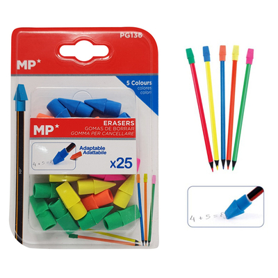 Product Σετ Γόμα Mp Καπάκι Για Μολύβι Pg136 Διάφορα Χρώματα 25τμχ base image