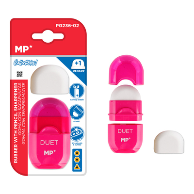 Product Γόμα & Mp Ξύστρα Με Κάδο Pg236-02-Pk Με Ανταλλακτική Γόμα Ροζ base image
