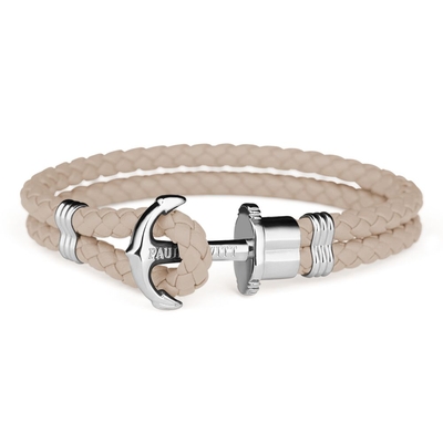 Product Βραχιόλι Unisex Paul Hewitt Phphlshxxxl (20,5cm) Δερμάτινο Beige With Silver base image