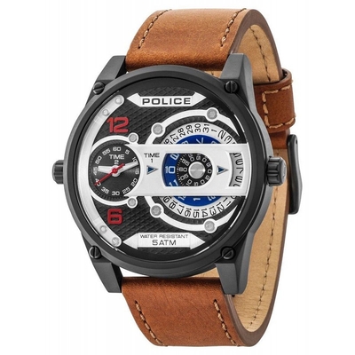 Product Ανδρικό Ρολόι Police Pl14835Jsb0 (55mm) Δερμάτινο Λουράκι Καφέ base image