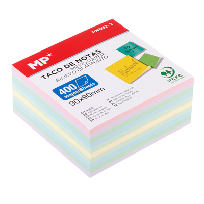 Product Χαρτάκια Σημειώσεων Mp Pn032-2 90x90mm 400τμχ Χρωματιστά base image