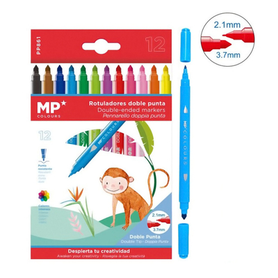 Product Σετ Χρωματιστών Mp Μαρκαδόρων Με Διπλή Μύτη 2.1 & 3.7mm Pp861 12τμχ base image