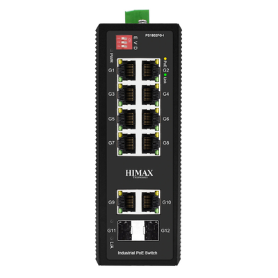 Product Network Switch Himax industrial PoE PS1802FG-I, 8x GE PoE/2x GE/2x GF SFP έως 1000Mbps base image