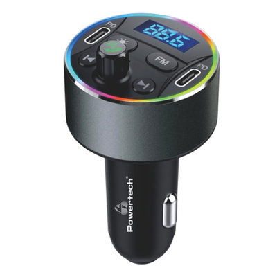 Product FM Transmitter Powertech PT-1027, οθόνη, RGB, Bluetooth 2x USB-C, μαύρος base image