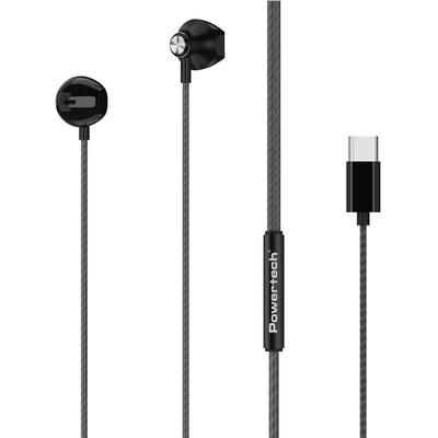 Product Handsfree Ακουστικά Powertech Prime, USB-C, 1.2m, μαύρα base image