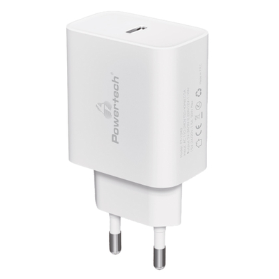 Product Φορτιστής Πρίζας Powertech PT-1043, Type-C, PD QC3.0, 30W, λευκός base image