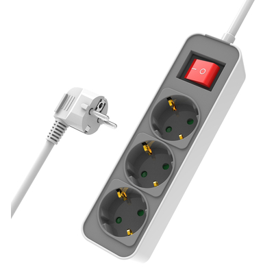 Product Πολύπριζο Ασφαλείας Powertech PT-1055, 3x schuko, 16A, 1.4m, λευκό base image