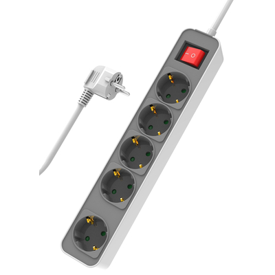 Product Πολύπριζο Ασφαλείας Powertech PT-1057, 5x schuko, 16A, 1.4m, λευκό base image