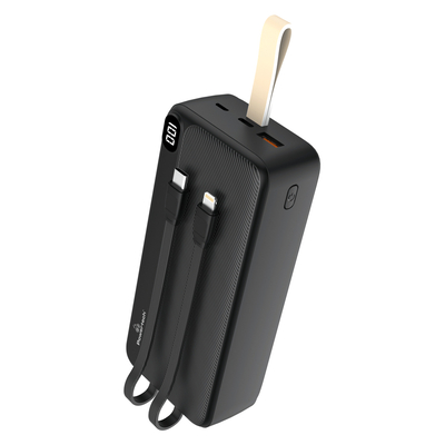 Product Powerbank Powertech με καλώδια και οθόνη PT-1065 30000mAh, 22.5W, μαύρο base image