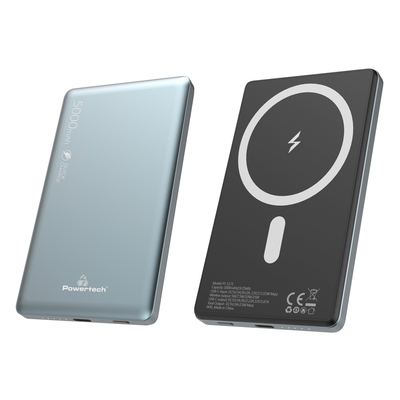 Product Powerbank Powertech PT-1171, 5000Mah, Magnetic Wireless, 15W, Γκρι base image