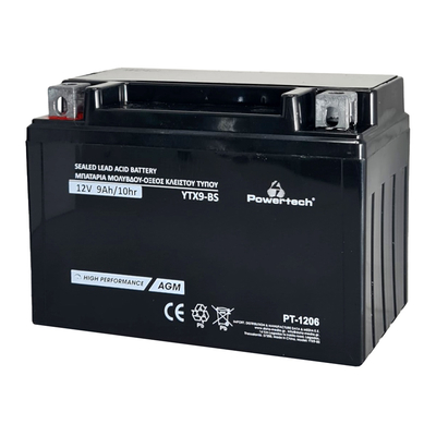 Product Μπαταρία Μολύβδου Powertech μοτοσυκλέτας PT-1206, 12V 9Ah, AGM, YTX9-BS base image