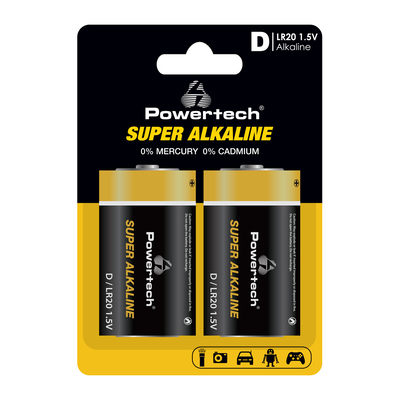 Product Αλκαλικές Μπαταρίες Powertech Super Alkaline PT-1217, Lr20, 1.5V, 2τμχ base image