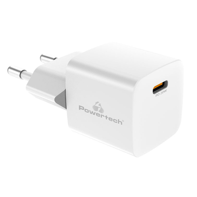 Product Φορτιστής Τοίχου Powertech PT-1223, USB-C, 20W, Λευκός base image