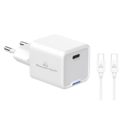 Product Φορτιστής Τοίχου Powertech Pt-1225 Με Καλώδιο Usb-C 33w Gan Λευκός base image