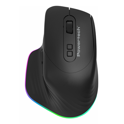 Product Ασύρματο Gaming Ποντίκι Powertech Pt-1253, 2.4Ghz & Bluetooth, 2000Dpi, 650Mah, RGB, Μαύρο base image