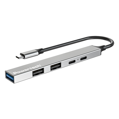 Product USB Hub Powertech Pt-1414, 5X Θυρών, USB 3.2, 5Gbps, 100W, USB-C, Γκρι base image