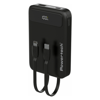 Product Power Bank Powertech με Καλώδια Και Οθόνη Pt-1417 10000mAh, 22.5W, Μαύρο base image