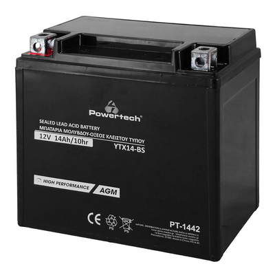 Product Μπαταρία Μολύβδου Μοτοσυκλέτας Powertech Pt-1442, 12V 14Ah, Agm, Ytx14-Bs base image