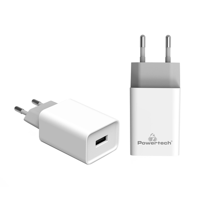 Product Φορτιστής Πρίζας Powertech PT-761, 1x USB, 2.1A, λευκός base image