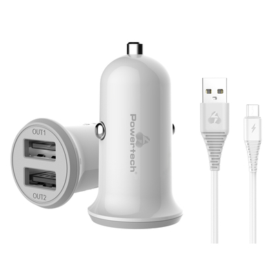 Product Φορτιστής Αυτοκινήτου Powertech & καλώδιο Micro USB PT-772, 2x USB, 3.4A base image