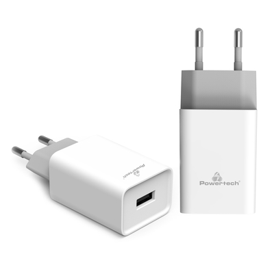 Product Φορτιστής Πρίζας Powertech PT-780, 1x USB, 20W, 4A, QC 3.0, λευκός base image