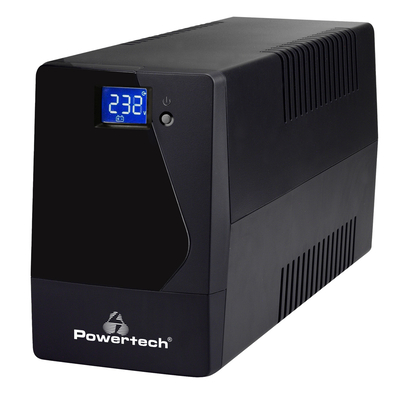 Product UPS Powertech Line Interactive PT-850LCD με Οθόνη, 850VA, 510W, 2x Schuko, 2x RJ45/RJ11 base image