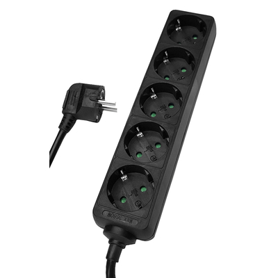 Product Πολύπριζο Powertech PT-872, 5x schuko, 16A, 3m, μαύρος base image