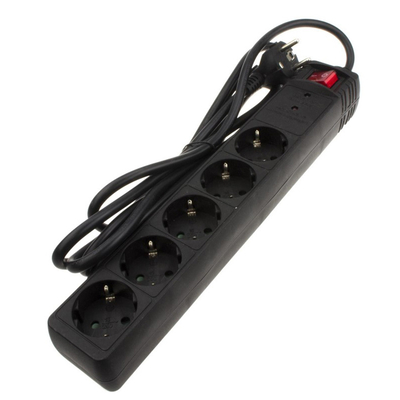 Product Πολύπριζο Powertech ασφαλείας PT-883, 5x schuko, 16A, 3m, μαύρος base image