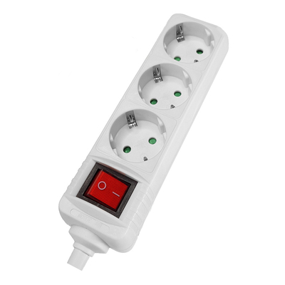 Product Πολύπριζο Powertech rewirable PT-885, 3x schuko, 16A, λευκός base image