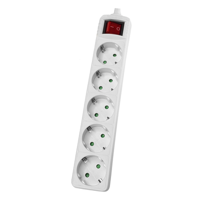 Product Πολύπριζο Powertech rewirable PT-886, 5x schuko, 16A, λευκό base image