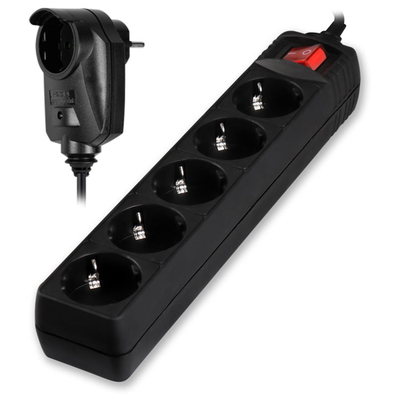 Product Πολύπριζο Ασφαλείας Powertech PT-994, 5+1 θέσεων schuko, 16A, 2m, μαύρο base image