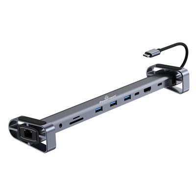 Product Docking Station Powertech PTR-0152, 10 Θυρών, Βάση Laptop, USB-C, Γκρι base image