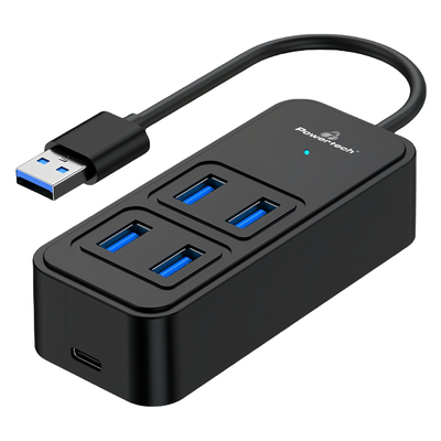 Product USB Hub Powertech USB 3.2 Hub PTR-0153, 4X Θυρών, 5Gbps, USB Σύνδεση, Μαύρο base image