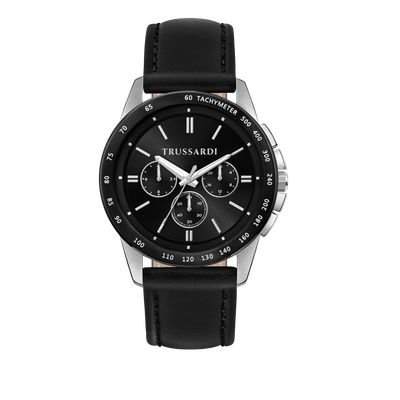 Product Ανδρικό Ρολόι Trussardi R2451153002 (44mm) Δερμάτινο Λουράκι Μαύρο base image