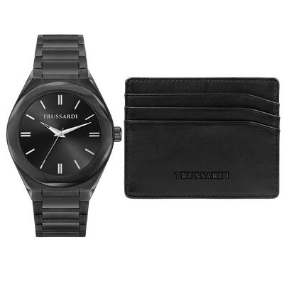Product Ανδρικό Ρολόι Trussardi R2453156007 (42mm) Μεταλλικό Μπρασελέ Μαύρο base image