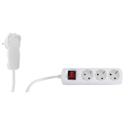 Product Πολύπριζο Rev 3 Θέσεων, Καλώδιο 3m. Multiple Socket Flat Connector With Switch White base image